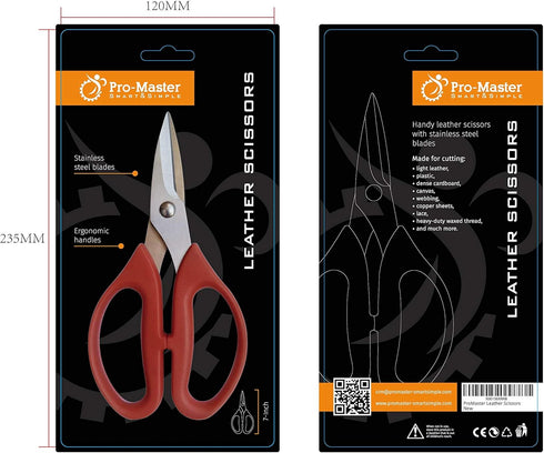 Leather Scissors. Small, Sharp Stainless Steel Durable Blades - Effortless Cutting - Large Comfortable Shears for Crafting, Sewing, Clay Bead Kit,...