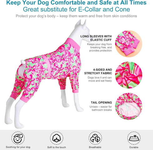 LovinPet Pitbull Pet Outfit, Post Surgery Recovery Pajamas for Dogs, Reflective Stripe, Full Coverage Dog Onesie, Breathable & Stretchy Fabric, Pi...