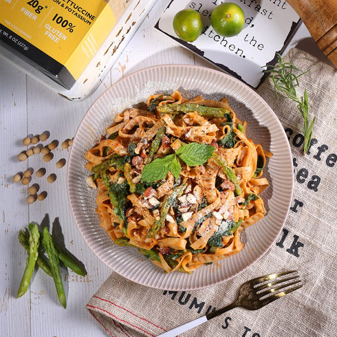 PureFit - Organic Soy Bean Fettuccine Pasta - Low Carb, High Protein, Gluten Free, Vegan, Non-GMO, Keto Friendly, Kosher, Easy to Make, Plant-Base...