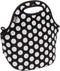BUILT Gourmet Getaway Soft Neoprene Lunch Tote Bag - Lightweight, Insulated and Reusable, One Size, Big Dot Black & White...