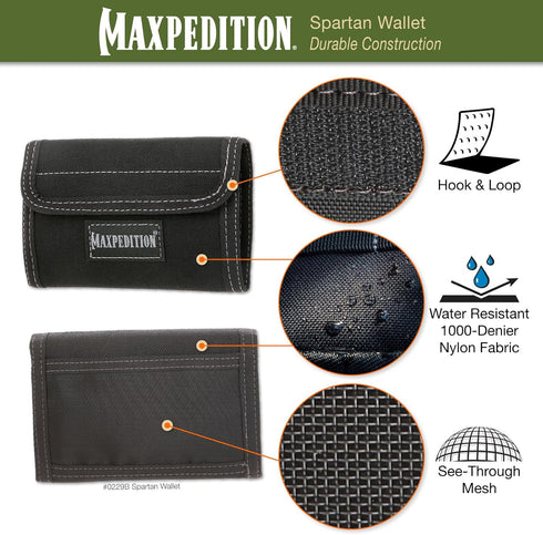Maxpedition Spartan Wallet Black, 5.5" x 3.5" x 0.5"...