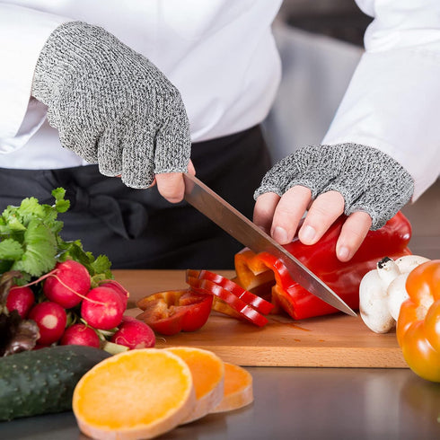 2 Pair Cut Resistant Half Finger Protection Gloves for Home Use...