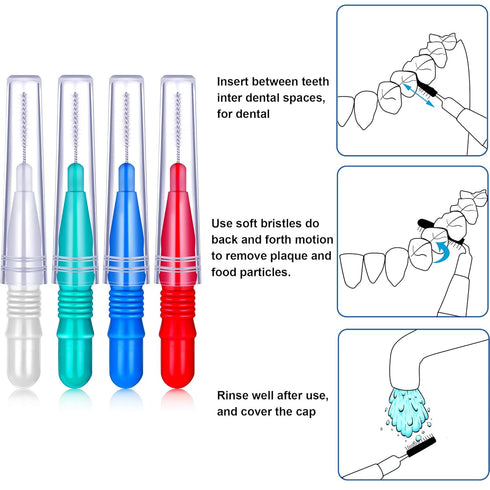 BBTO 100 Pcs Braces Dental Brush Flosser for Cleaner Interdental Brush Toothpick Dental Tooth Flossing Head Oral Dental Toothpick Cleaners Cleanin...