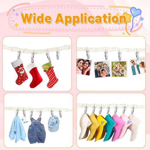 2pcs Stuffed Animal Storage Chain - Boho Stuffed Animal Hammock with 40pcs Metal Clips, Stuff Animal Organizer Hanging Storage for Kids Bedroom Wa...