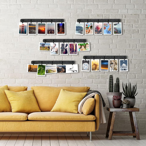 Picture Frames Collage Wall Decor, 6 Pcs Black Felt Lightweight Bulletin Board Strips, Photo Wall Collage Kit with 30 Clips for Photo Display, Not...