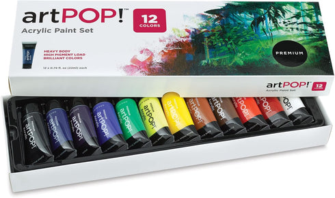 artPOP! Heavy Body Acrylic Paint, Set of 12 Tubes (0.74 fl oz/22 ml) Rich Pigments, Non-Fading, Paint Set for Artists & Hobbyists...