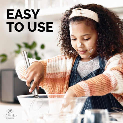 Zulay Kitchen 13-Inch Danish Dough Whisk - Stainless Steel Danish Whisk for Cooking with Single Eye Dough Hook - Traditional Dutch Whisk - Bread W...