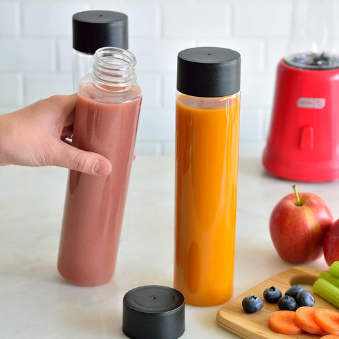 Youngever 6 Pack 16 Ounce Plastic Juice Bottles with Caps, Drinking Bottles with Lids, Beverage Containers...