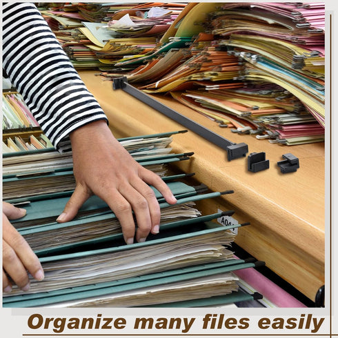 24 Pcs Hanging File Rail and Clip Set 16 Black Hanging File Clips 8 PVC File Cabinet Rails File Drawer Support Black Rail Clips for Home Office St...