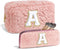 Birthday Gifts for Girls, Pink Makeup Bag Cosmetic Bag Cute Makeup Bag Monogram Makeup Bag, Personalized Gifts for Teen Girls Tween Girls Gifts Wo...