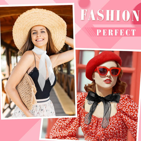 22 Pcs 50s Retro Chiffon Sheer Square Neck Head Scarf for Women Handkerchief Lightweight Satin Ribbon Scarf Hemmed Sheer Neck Scarf Juggling Dance...