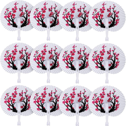 Blulu 20 Pcs Chinese Japanese Cherry Blossom Hand Fans handheld Paper Folding Fans for Wedding, Cherry Blossom Decor Japanese Room Decor, Birthday...
