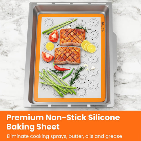 HOTPOP | Reusable Macaron Cookie Sheet, Non Stick Baking Mats, 0.75mm (2 Half Sheets , 2 Quarter Sheets), Set of 4...