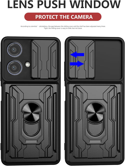 CCSmall for Motorola Edge 40 Neo 5G Case with Card Holder & Slide Camera Cover, Heavy Duty Protection Case with Ring Kickstand Cell Phone Case for...