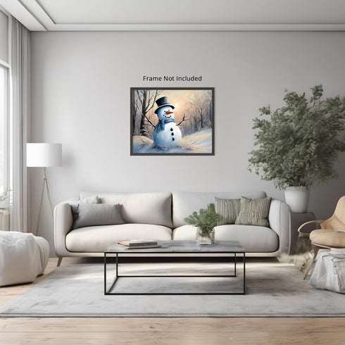 Posterizer 1 pcs-cute snowman in snowy wintery nature 4-Landscape & Nature Art-Holiday Poster Collection-Living Room Bedroom Decor- unframed wall ...