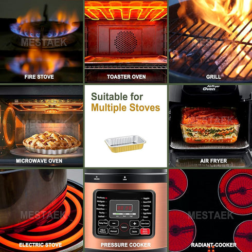 7x5 Sturdy Foil Pans + Snap-On Lids (5 Pack) | 2X Thicker Heavy Duty Reusable Foil Tins 20oz | Grill Oven Microwavable Multi-Use Pan, Pot| Disposa...