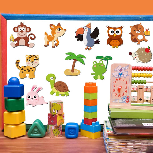 30PCS Jungle Fridge Magnets Safari Animals Refrigerator Magnets Set Removable and Reusable Magnets for Kids Toddlers and Adults Classroom Home Nur...