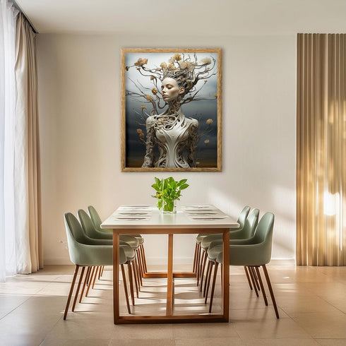 Posterizer 1 pcs-Woman Transforms into Floral Form-Abstract & Modern Art-Fantasy & Fiction Art-Gift for Art Lovers-Decor for Home & Office- UNFRAM...