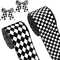 2 Rolls/ 20 Yards Black and White Checkered Ribbons Buffalo Plaid Wired Edge Ribbon Diamond Gingham Valentine's Day Gift Wrapping Ribbon for DIY H...