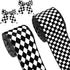 2 Rolls/ 20 Yards Black and White Checkered Ribbons Buffalo Plaid Wired Edge Ribbon Diamond Gingham Valentine's Day Gift Wrapping Ribbon for DIY H...