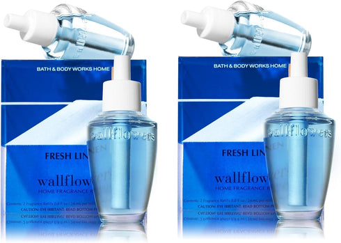 Bath & Body Works Fresh Linen Wallflower Bulb Refills TWO boxes, FOUR bulbs!...