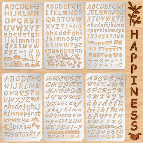 Lewtemi 6 Pcs Mixed Metal Stencil Wood Stencil Templates Stencils for Journaling Wood Burning Stencils for Wood Carving Drawing Engraving Scrapboo...