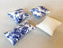 Dollhouse Bedding, 5 Piece Set with Comforter & Pillows, Blanket, Realistic Bedroom Accessories for 6 inch Dolls, 1/12 Scale, Blue Flowers and Whi...