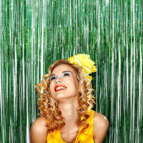 Iridescent Foil Fringe Curtains Rainforest Jungle Theme Party Supplies Birthday Wedding Party Window Door Decorations Fun Photo Booth Backdrop Pro...