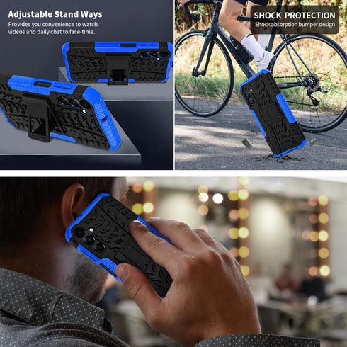 for Samsung Galaxy A15 5G Case with 2 Pack Screen Protector,Military Grade Shockproof, Heavy Duty Robust Bumper Cover with Kickstand for Galaxy A1...