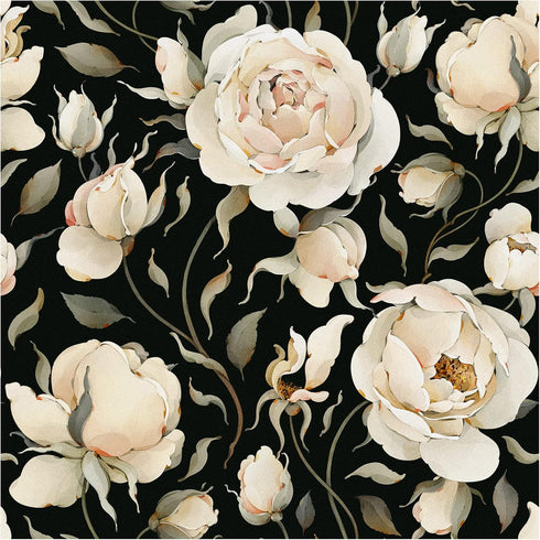 HAOKHOME 93242-1 Peel and Stick Wallpaper Floral Vintage Roses Peonies Contact Paper Removable Black/Beige/Olive Self Adhesive Mural 17.7in x 6.5f...
