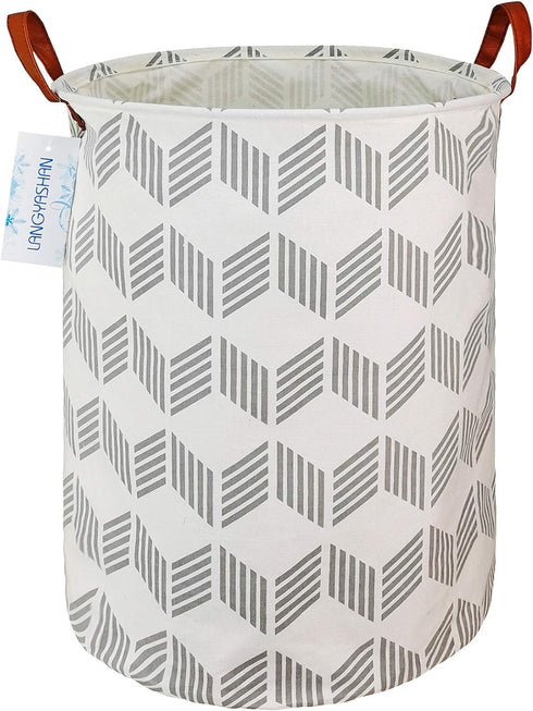 LANGYASHAN Laundry Basket Canvas Fabric Collapsible Organizer Basket for Storage Bin Toy Bins Gift Baskets Bedroom Clothes Children Nursery Hamper...