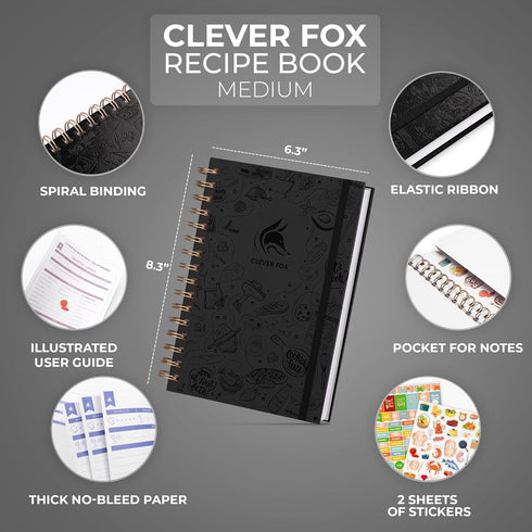 Clever Fox Recipe Book Spiral – Make Your Own Family Cookbook – Blank Recipe Notebook Organizer – Empty Cooking Journal to Write In Recipes – Medi...