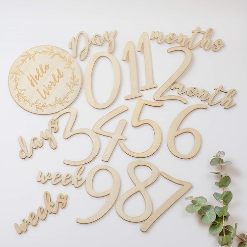Baby Milestone Numbers|Baby Photo Props Wooden|Newborn Birth Announcement Card Wooden|...