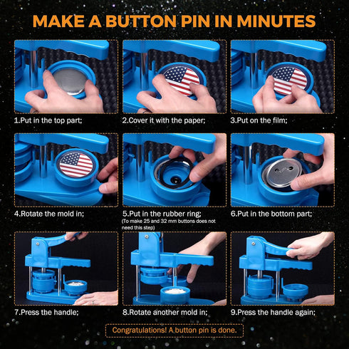 BEAMNOVA 100 Sets of Metal Button Supplies Blanks 32mm / 1.26 in (Approx. 1-1/4 inch) for Button Pin Maker Machine, Matte-Back Metallic Round DIY ...