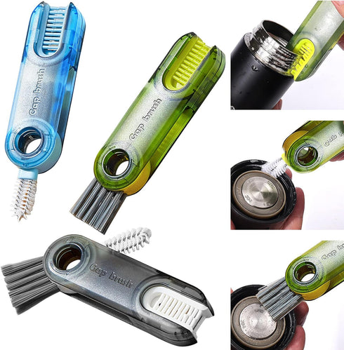 3 in 1 Multipurpose Bottle Gap Cleaner Brush,3 Pack Cup Cover Cleaning Brush,Cup Crevice Cleaning Tools,Water Bottle Cleaner Brush,Home Kitchen Cl...
