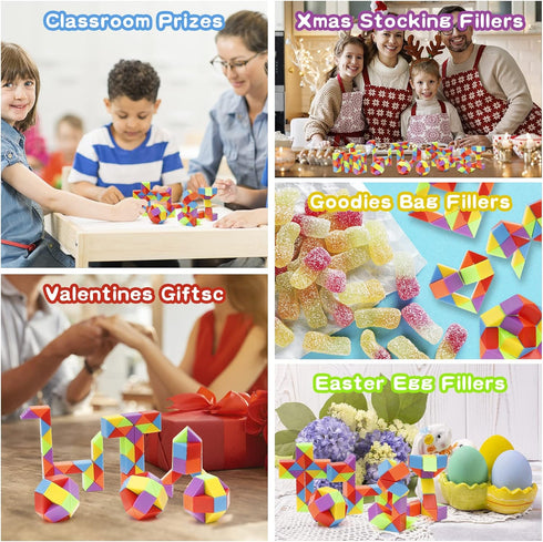 Ganowo 30pcs Party Favors, Fidget Snake Cube Mini Twist Puzzle Party Favors for kids 4-8-12,Goodies Bag Filler, Stuffer, Prizes, Classroom, Birthd...