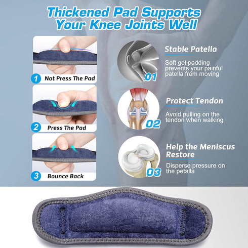 IPOW Embroidery Patellar Tendon Support Strap 2 Pack, Knee Pain Relief & Patella Stabilizer Knee Strap, knee Support for Women and Men, Knee Brace...