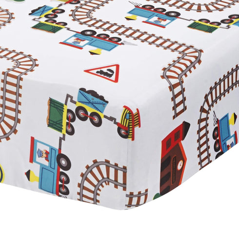 Everyday Kids 2 Pack Fitted Boys Crib Sheet, 100% Soft Breathable Sheet, Fits Standard Size Crib Mattress 28in x 52in, Nursery Sheet - Train/Light...