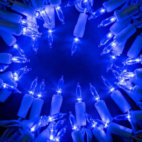 YULETIME 200 Blue LED Christmas Lights with White Wire, Pack of 2 Strands 33 Feet 100 Lights UL Certified Holiday String Light Set...