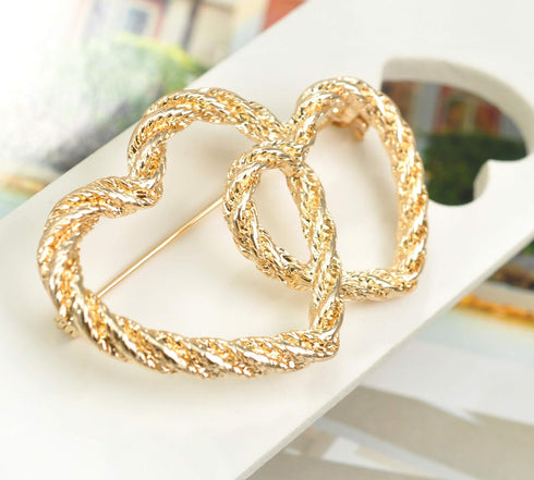 Gyn&Joy Gold Tone Fashion Double Heart Scarf Brooch Pin for Women...