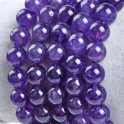 Massive Beads Natural Healing Power Gemstone Crystal Round Beads Unisex Adjustable Macrame Bracelets 8mm (Amethyst)...