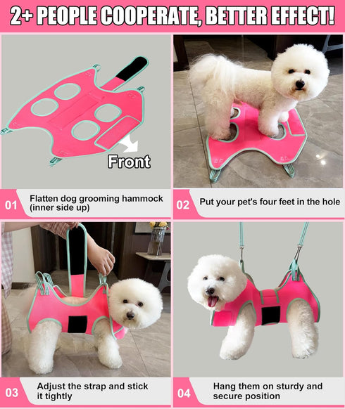 Dog Grooming Hammock,2024 New Barbie Pink Small Dog Hammock for Nail Trim,Dog Hanging Harness for Claw Care,Dog Grooming Sling Holder with Thick F...