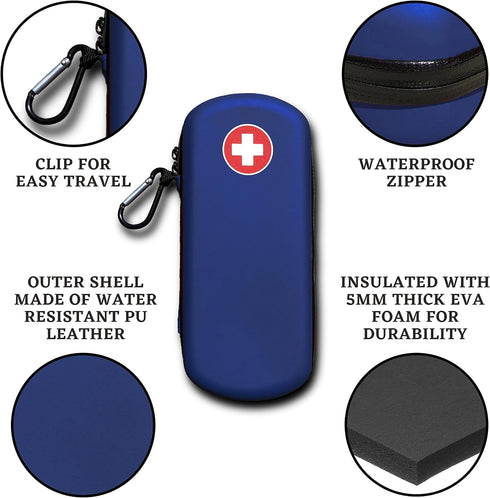 EpiPen Carrying Case, Durable EVA Foam, Water Resistant, Holds 2 Epipens, Auvi-Q, Eye Drops, Nasal Sprays and Other Essential Allergy Supplies (Bl...