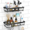 Shower Caddy Shelf Organizer Rack, Self Adhesive Black Bathroom Shelves Basket, Home Farmhouse Wall Inside Organization and Storage Decor Rv Acces...