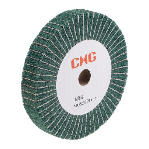 uxcell 150mm x 25mm 240 Grit Non-Woven Polishing Burnishing Wheel Abrasive Cloth Nylon Wire Drawing Flap Wheel for Stainless Steel Metal Green...