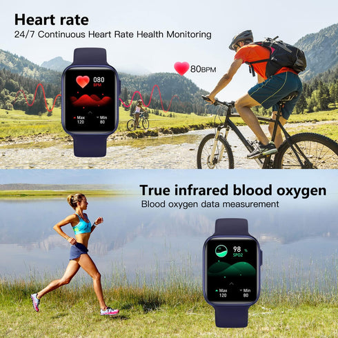Bebinca Smart Watch (Answer/Make Call), Voice Assistant Compatible with Samsung iPhone Android Phones, IP68 Waterproof, Blue...
