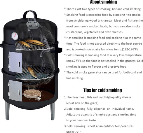 8'' Cold Smoke Generator spiral round, More Durable with thicker material, Perfect Idea for Hot or Cold smoking on BBQ Grill and Smoker, Cold smok...