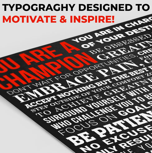 A Champion's Mantra Motivational Poster - 12 x 16 Unframed Cardstock Print - Inspirational Wall Art Décor For Bedroom, Office, Gym...