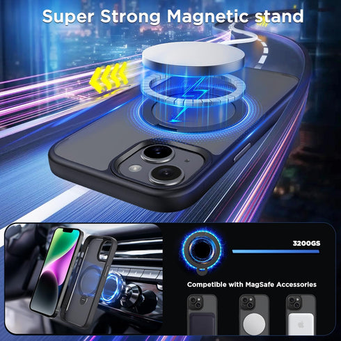 CACOE Magnetic Case for iPhone 13/14 6.1 inch with 360° Rotatable Ring Phone Stand,Compatible with MagSafe & Magnetic Car Phone Mount,iPhone 13/14...
