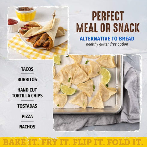 Del Campo Soft Corn Tortillas – 8 Inch Round. 100% Delicious Gluten Free and Authentic Mexican Food. Many Serving Options: Wraps, Tacos, Quesadill...